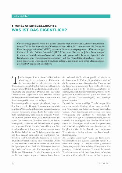 Artikelvorschau: Translationsgeschichte - Was ist das eigentlich?